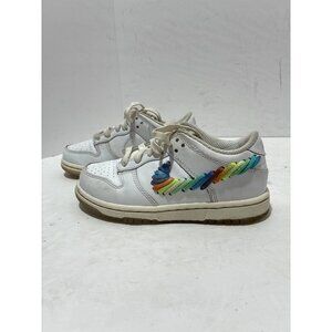 Nike Dunk Low GS Rainbow boys size 12.5c low top sneakers bow Laces White Cream